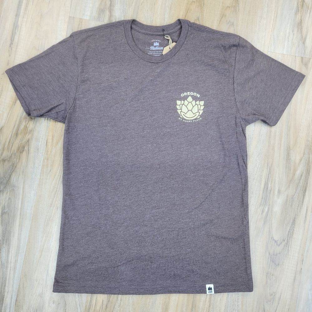 🔺️NWT Brown Oregon My Hoppy Place Short Sleeve Top Men's Medium